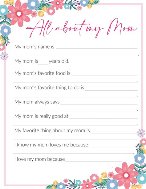 Crafting Heartfelt Memories: Your Guide to the "All About My Mom Free Printable"