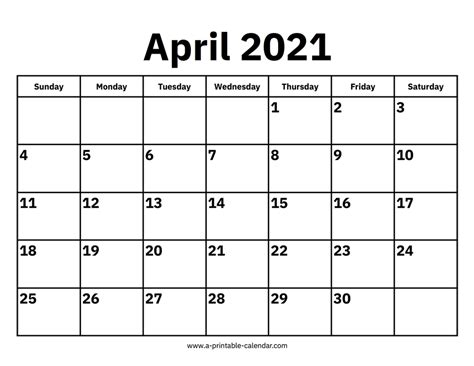 Finding Your Way Back: The Enduring Appeal of an April 2021 Calendar Printable