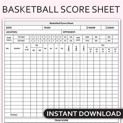 Never Miss a Point: Your Ultimate Guide to the Perfect Basketball Scoring Sheet Printable