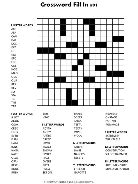 Unlocking Your Brain's Potential: The Ultimate Guide to Fill In Word Puzzles Printable