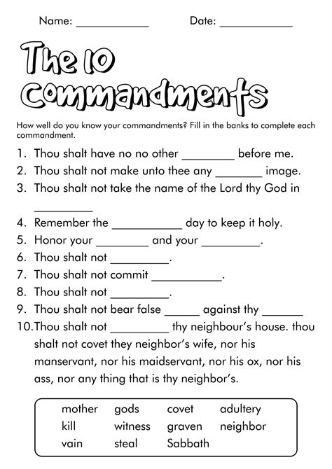 Unlocking Understanding: Your Guide to Free Printable 10 Commandments Worksheets for Every Age