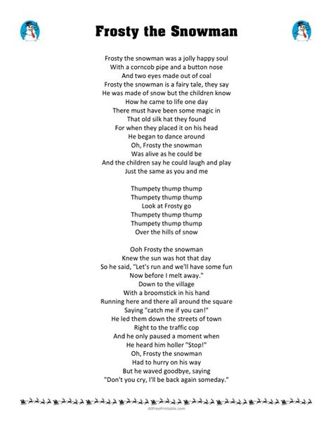 The Ultimate Guide to Frosty the Snowman Lyrics Printable: Your Passport to Holiday Magic!