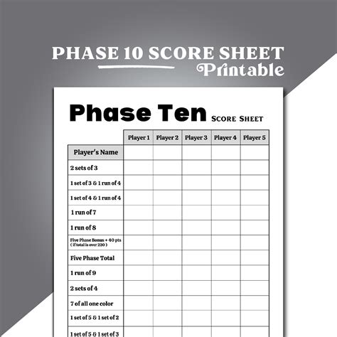 The Unrivaled Guide to the Phase 10 Printable Score Sheet: Elevate Your Game Nights in 2025