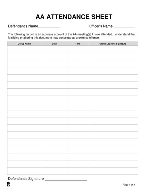 The Ultimate Guide to Printable AA Attendance Sheets: Tracking Your Journey to Lasting Sobriety