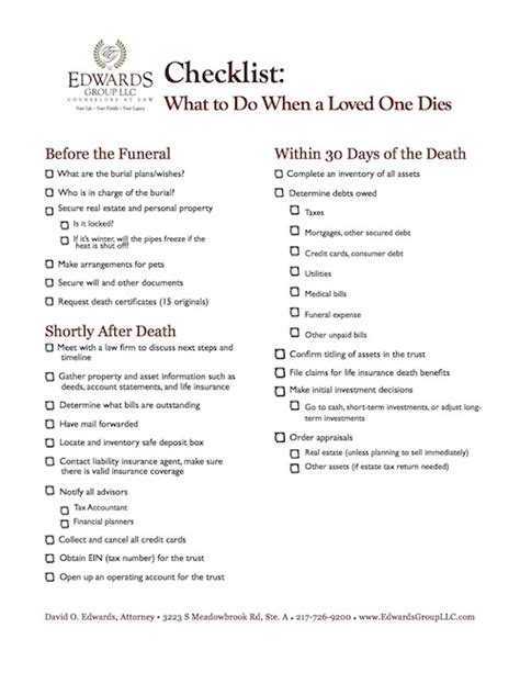 The Compassionate Guide: Your Printable Checklist for When Someone Dies