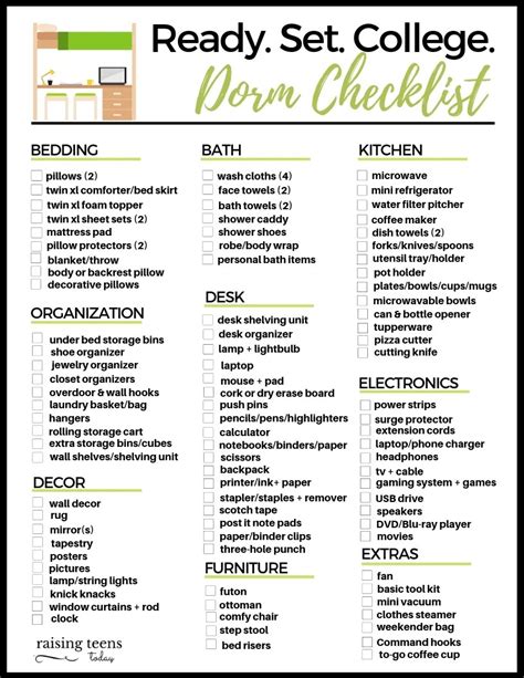 The Ultimate Printable College Dorm Checklist: Your Stress-Free Guide to Campus Life!