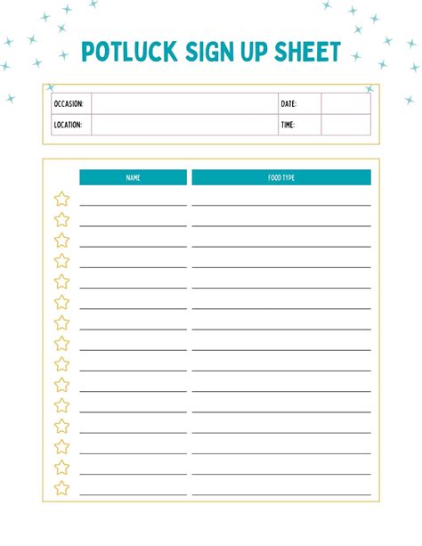 Effortless Feasting: Your Ultimate Guide to the Printable Potluck Sign Up Sheet