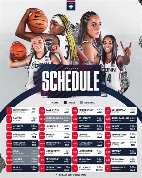 Your Essential Guide to the 2024-2025 Printable UConn Women's Basketball Schedule