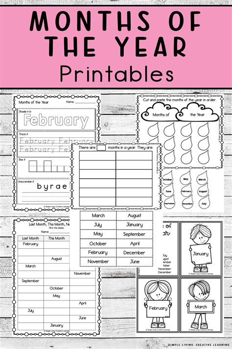 1. Simple & Sweet: Months of the Year Printables for Early Learners & Preschoolers