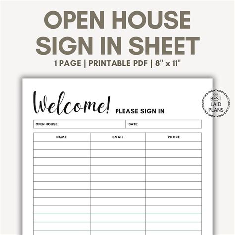 1. The Classic & Essential Open House Sign-In Sheet Printable