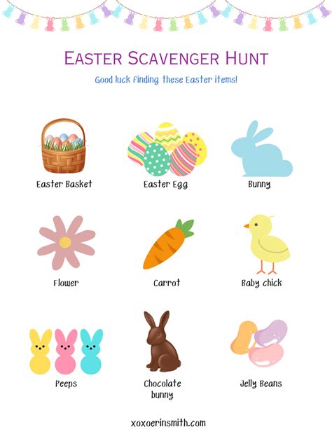 5. Easter Scavenger Hunt Bingo Printables