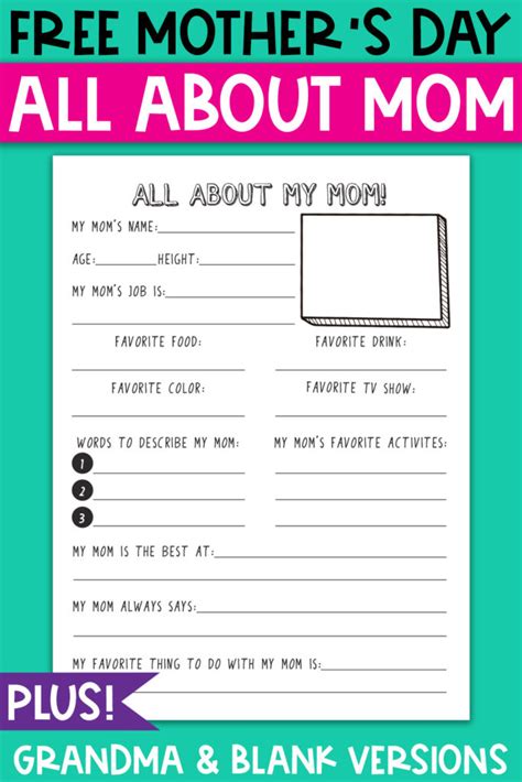 6. "All About Mom" Interview Pages: Capturing Sweet Memories and Quirky Facts
