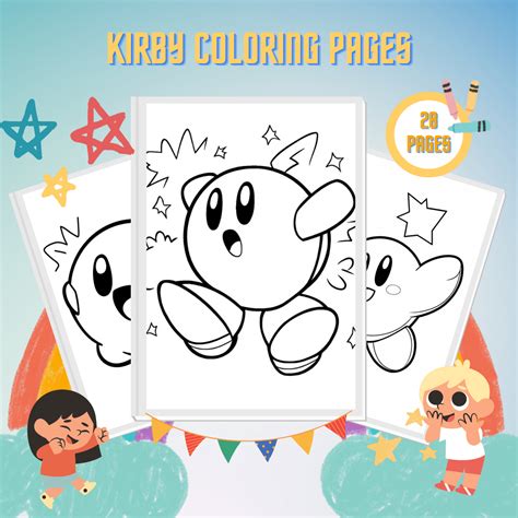 Action-Packed Adventures: Dynamic Kirby Coloring Pages