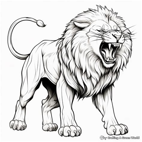Action-Packed Adventures: Dynamic Lion Coloring Pages