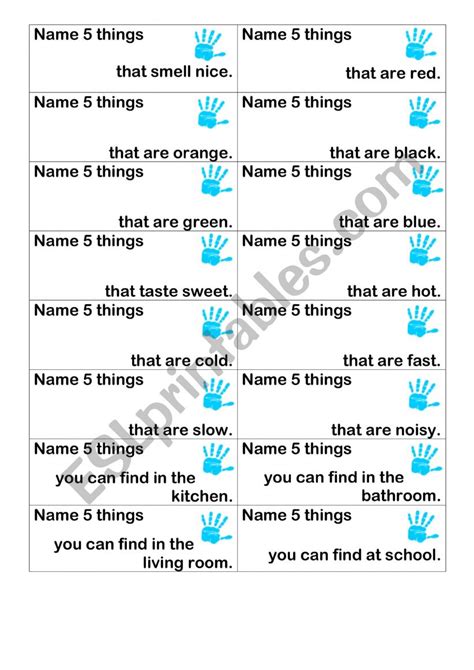 Adults Only (Or Adults Mostly!): Witty "Name 5 Things" Printables