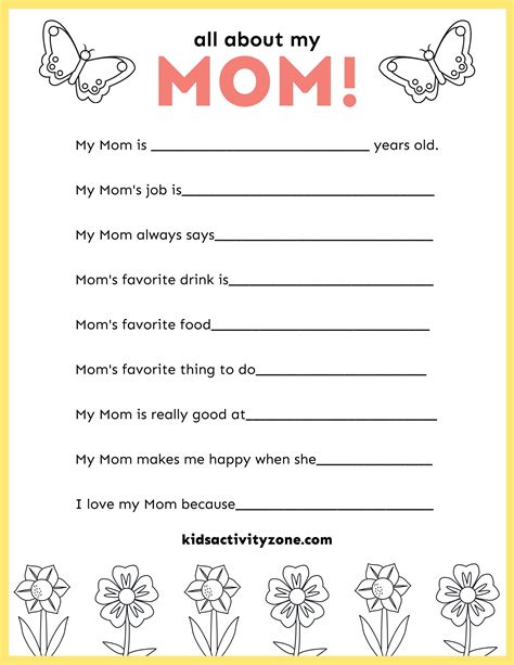 The Heartfelt Gift: Creating an Unforgettable All About Mom Printable