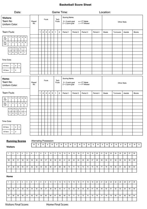 Never Miss a Point: Your Ultimate Guide to the Perfect Basketball Scoring Sheet Printable