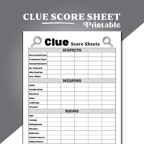 The Ultimate Guide to the Perfect Clue Game Sheet Printable: Solve Every Mystery Like a Pro!