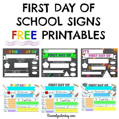 First Day Of School Sign Printable