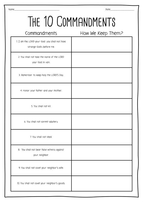 Unlocking Understanding: Your Guide to Free Printable 10 Commandments Worksheets for Every Age