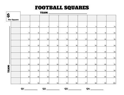 Score Big This Season: Your Ultimate Guide to Free Printable Football Squares 100 PDF