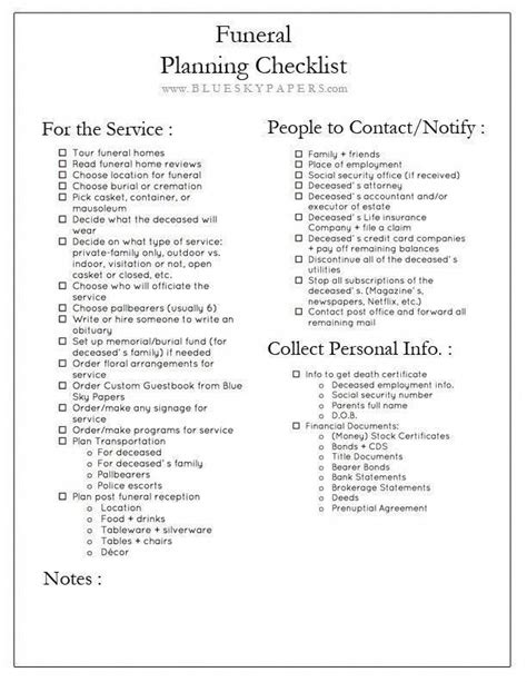Navigating Grief with Clarity: Your Comprehensive Free Printable Funeral Planning Checklist