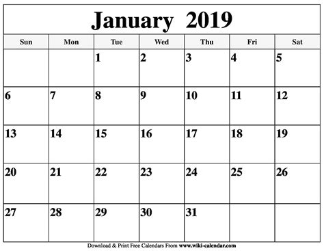 The Ultimate Guide to Unlocking the Timeless Value of Your Free Printable January 2019 Calendar