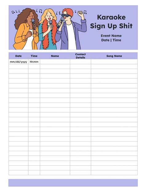 Rock Your Next Karaoke Night: The Ultimate Guide to Free Printable Karaoke List Templates