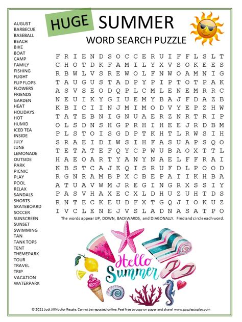 The Ultimate Guide to Free Summer Word Search Printables: Unlock Endless Sunny Fun!