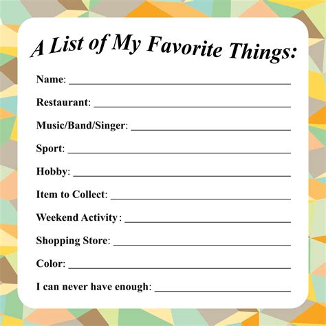 Your Ultimate Guide to Creating a "My Favorite Things" List Printable That Shines!