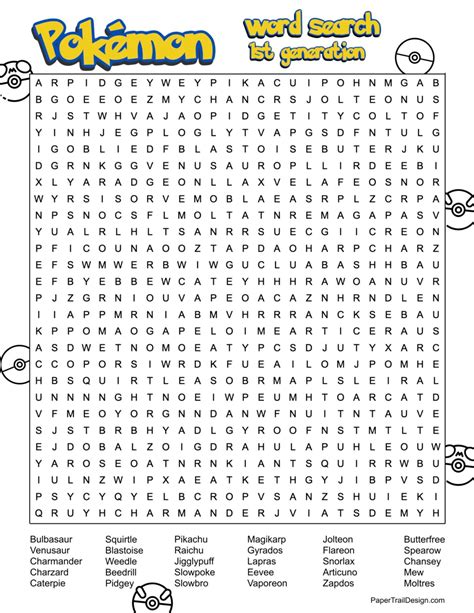 The Ultimate Quest: Unlocking the Fun of Pokémon Word Search Printables for Every Trainer