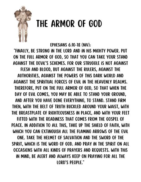 Wielding Your Spiritual Sword: Unlocking the Power of a Printable Armor of God Prayer