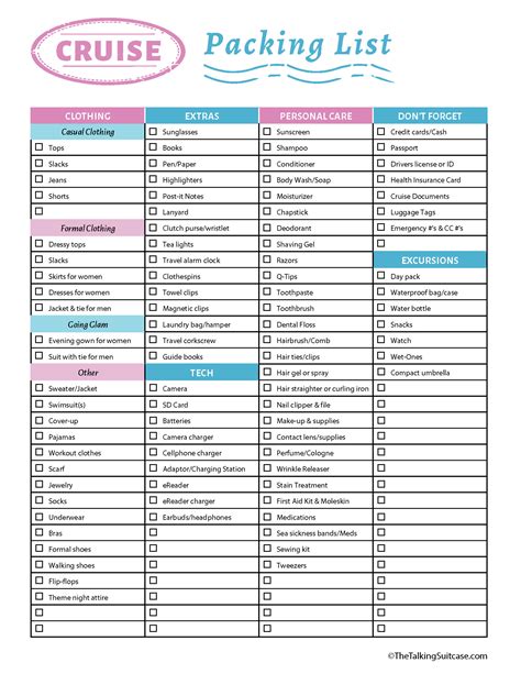 Your Ultimate Printable Cruise Packing List: Sail Away Stress-Free!
