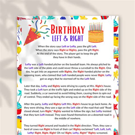 Get Ready to Giggle: Your Ultimate Guide to Printable Funny Left Right Game Stories!
