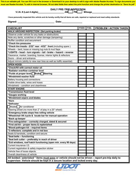 Your Ultimate Guide to a Stress-Free Road Trip: Grab Your Printable Pre-Trip Inspection Form PDF!