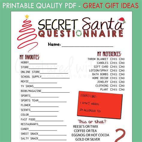 The Ultimate Printable Secret Santa Questions to Nail Every Gift Exchange!