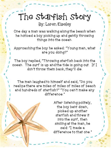 The Starfish Story Printable: Your Ultimate Guide to Sharing Hope and Making a Difference