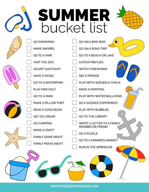 Your Ultimate Guide to a Memorable Summer: Grab Your Free Printable Bucket List!