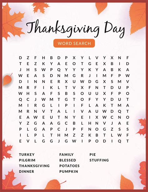 Your Go-To Guide for the Perfect Thanksgiving Printable Word Search