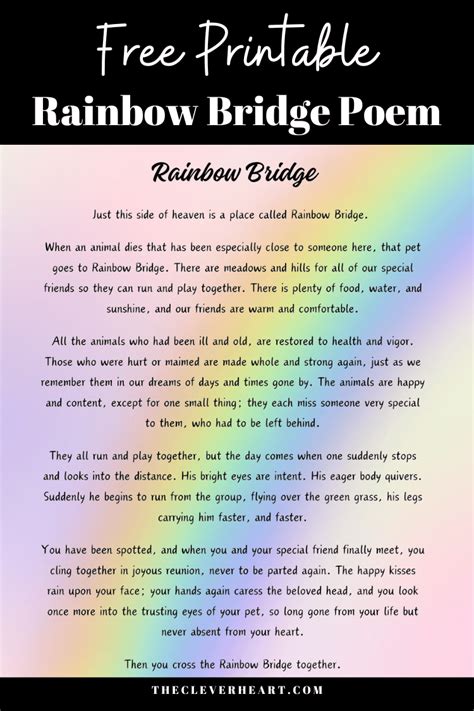 Beyond Goodbye: The Ultimate Guide to The Rainbow Bridge Poem Printable for Healing Hearts