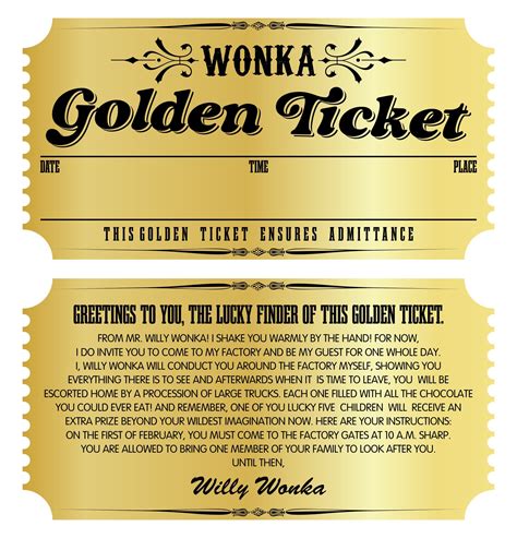 Your Golden Ticket to Wonder: Crafting the Perfect Wonka Golden Ticket Printable!