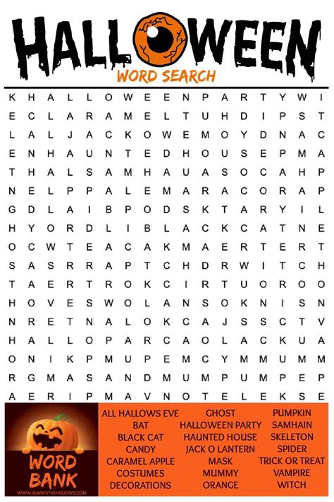 Unleash the Spooky Fun: Your Ultimate Guide to Free Halloween Word Search Printables
