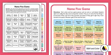 Blank Canvas: Customizable "Name 5 Things" Game Printables