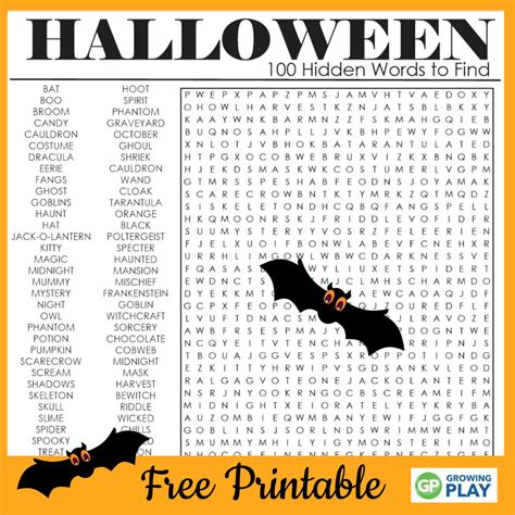 Brewing Up Fun: Categories of Free Printable Halloween Word Puzzles