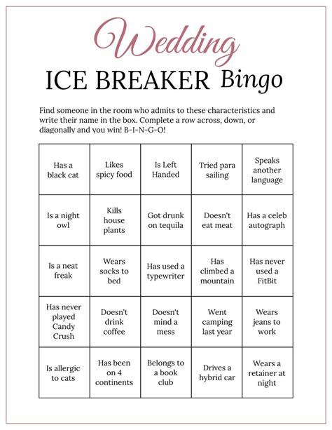 Bridal Bliss Bingo: Icebreakers & Getting-to-Know-You Games