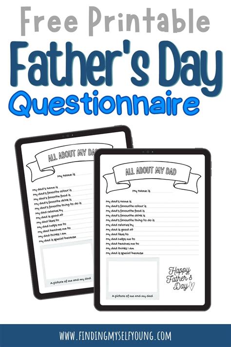 Categories for Your Heartfelt Free Printable Fathers Day Questionnaire