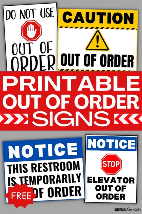 Categories of Printable "Out of Order" Signs for Every Need
