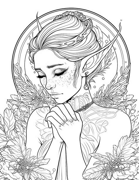 Category 8: Mindful & Detailed Elf Coloring for Adults