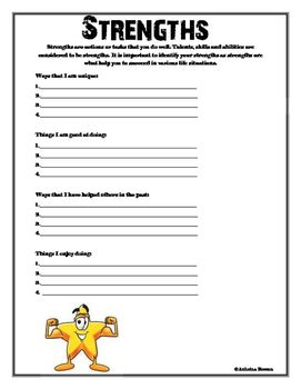 Character Strengths & Assets Worksheets: Balancing the Inventory