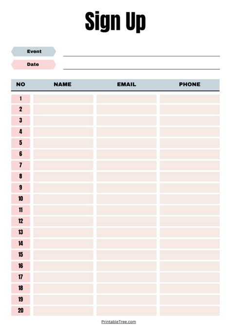 Classic & Customizable: Printable Sign-Up Sheet Templates for Every Style